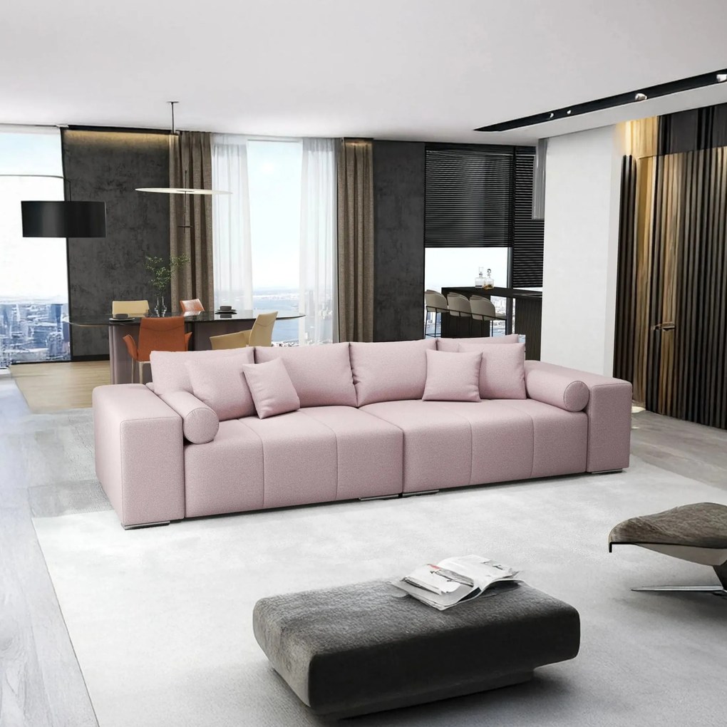 Canapea extensibilă dumonde cu ladă de depozitare si sezut confortabil din spuma high-density, Marbela Enjoy Flamingo XXL 295x100 cm