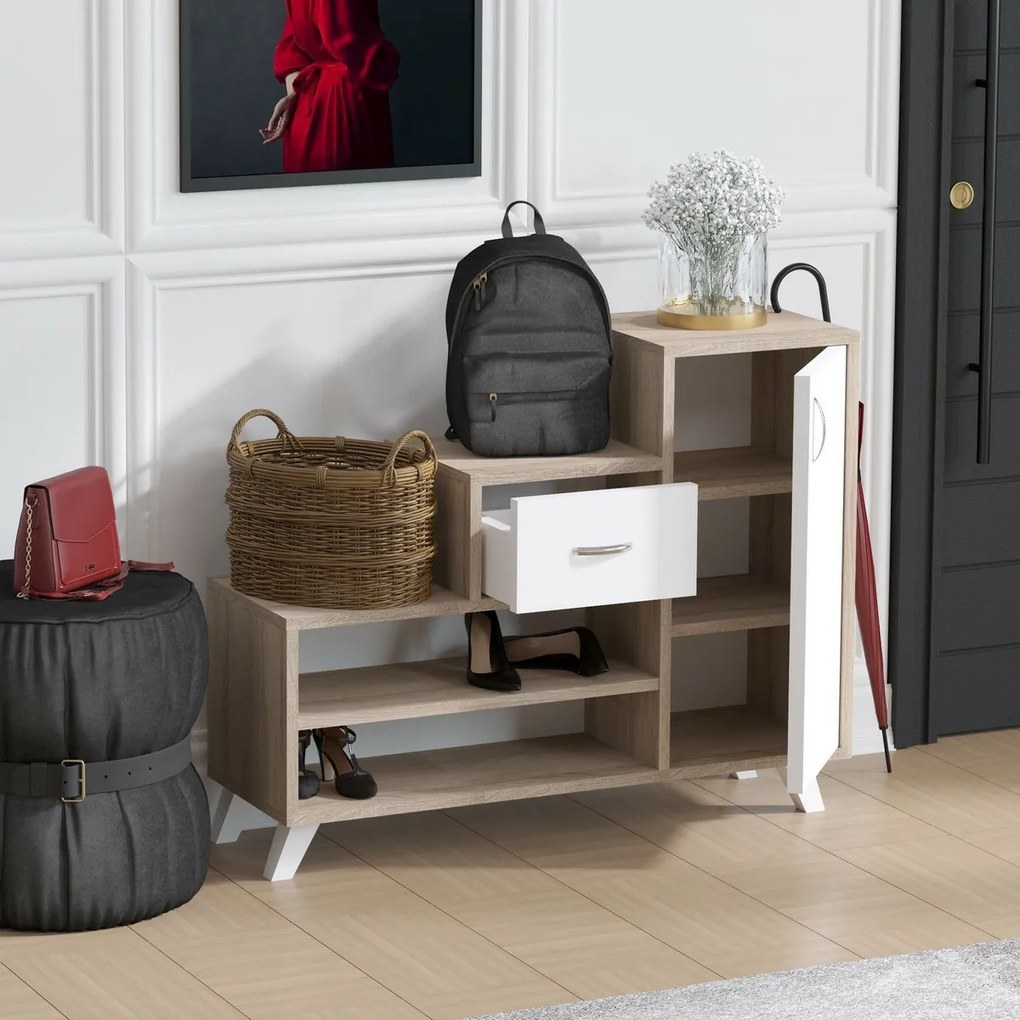 Dulap pentru pantofi Retro Sonoma Oak and White