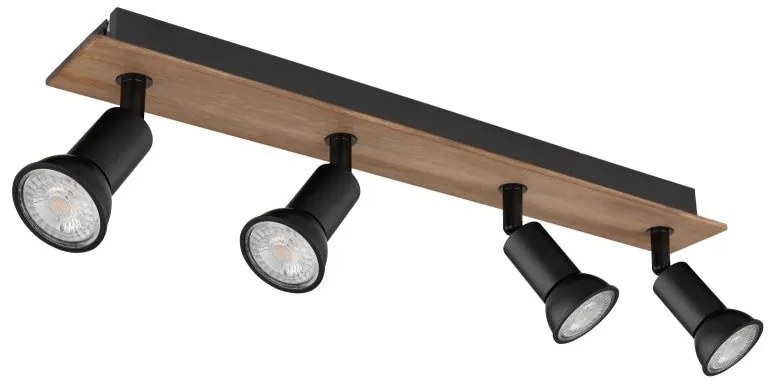 Plafoniera cu 4 spoturi directionabile design modern DREW maro inchis, negru mat