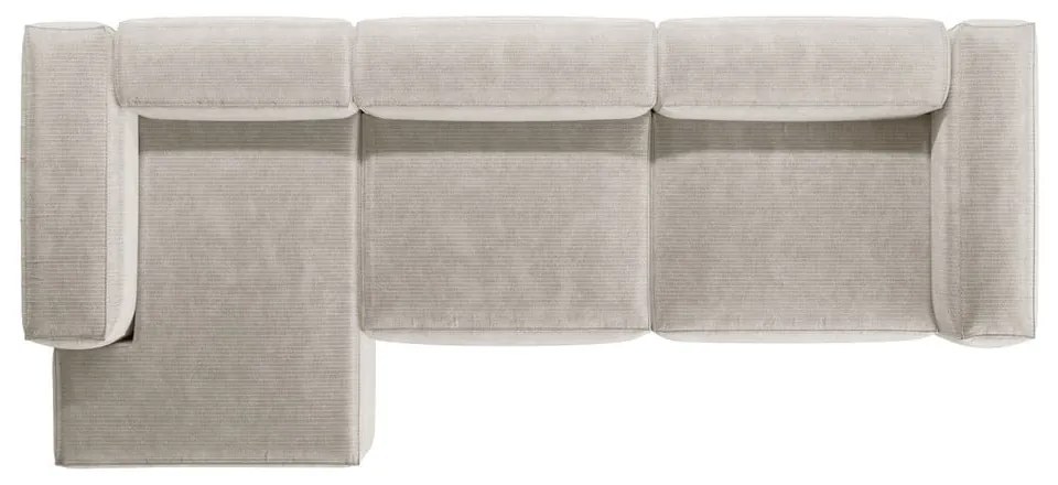 Colțar bej cu tapițerie din catifea reiată (cu colț pe partea stângă/cu șezlong) Bergamo – Cosmopolitan Design