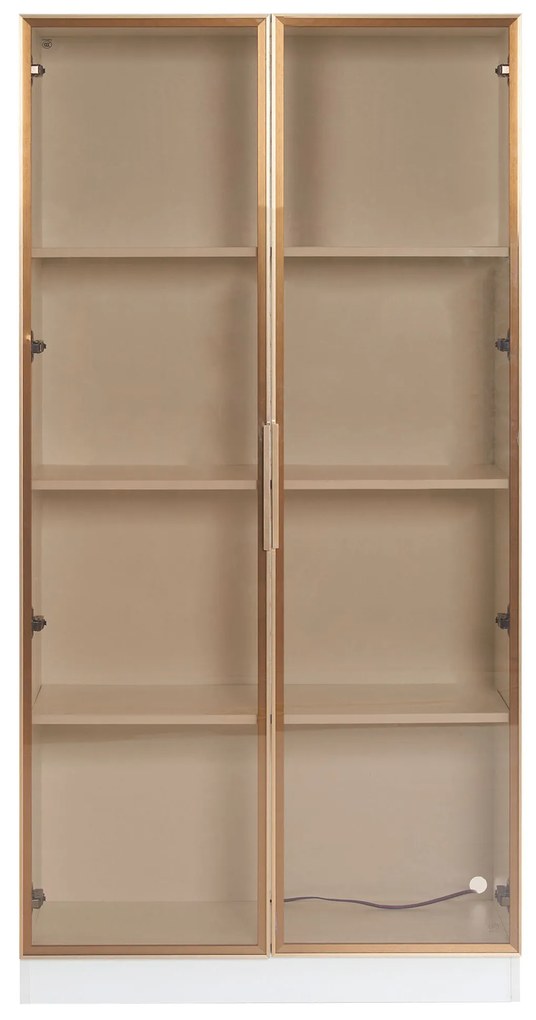 Set de Vitrine Moderne cu Iluminare LED și Rafturi Reglabile, potrivite pentru living, birou, din Sticlă, 80x40x160 cm + 70x35x150 cm, Alb