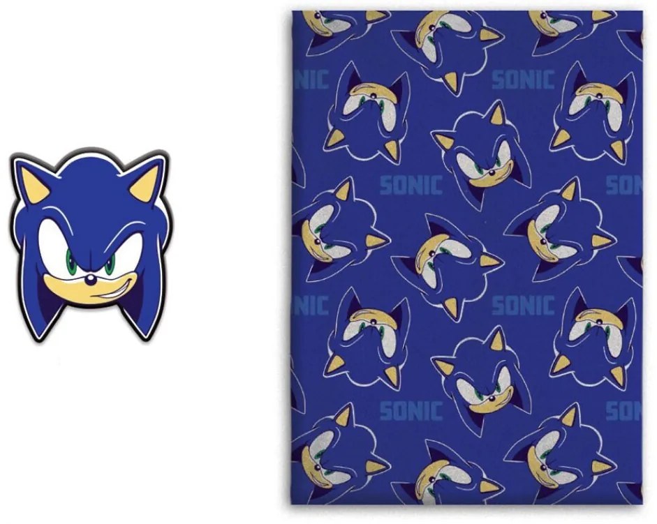 Sonic Ariciul set de pătură de lână și pernă decorativă