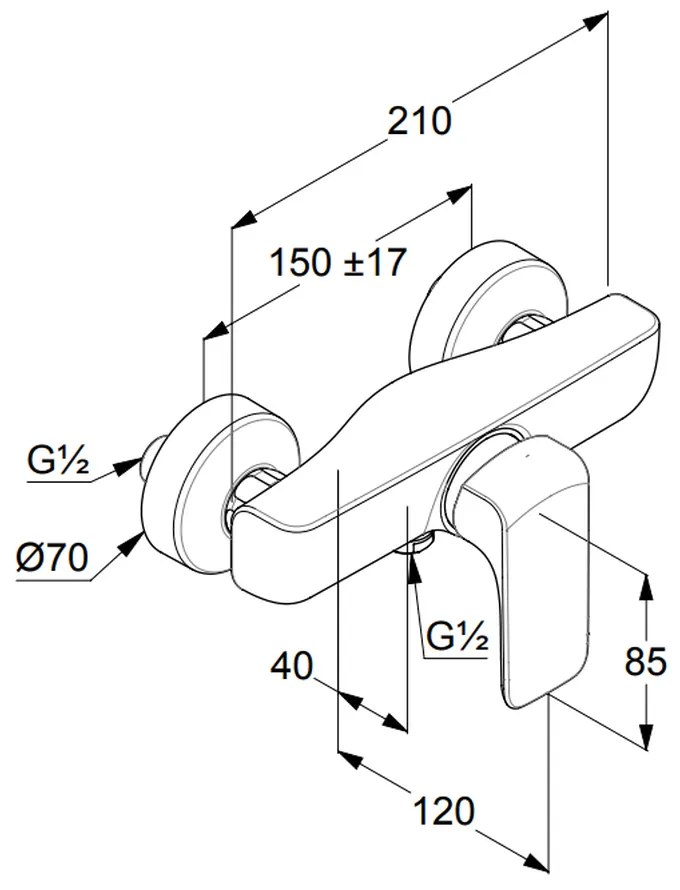 Baterie dus monocomanda culoare crom lucios Kludi Ameo 417100575