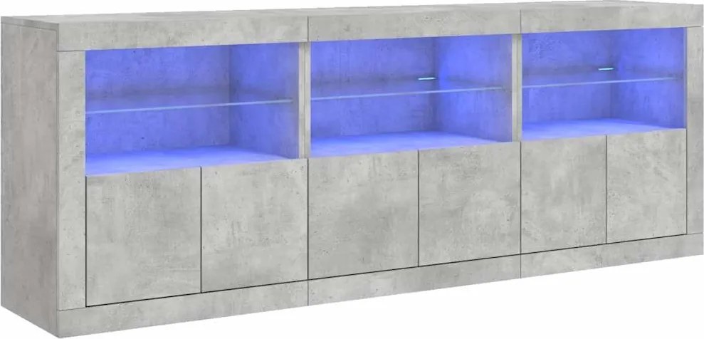 vidaXL Dulap cu lumini LED, gri beton, 181,5x37x67 cm