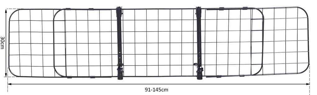 PawHut Bariera Separator de Protectie Masina pentru Caini Reglabila 91-145x30cm