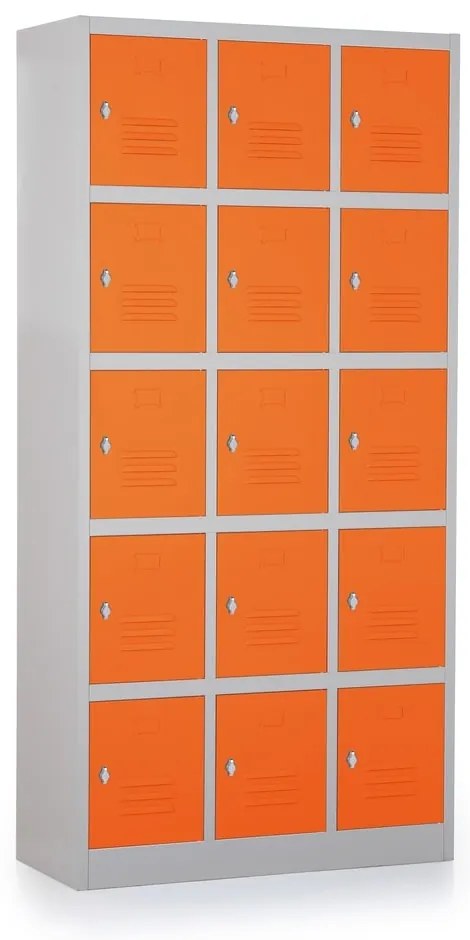 Dulap metalic - 15 cutii, 90 x 40 x 185 cm, blocare, portocaliu - ral 2004