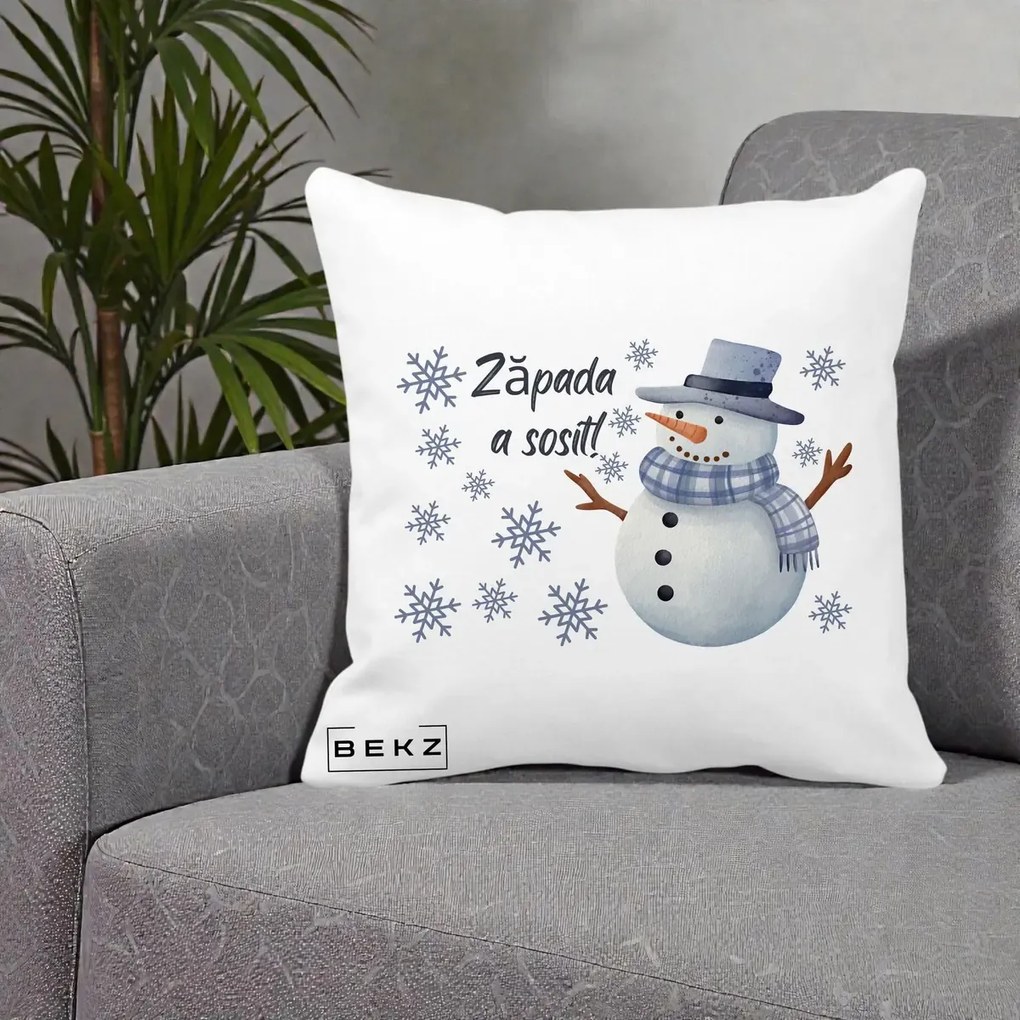 Perna Decorativa Zapada a Sosit Om de Zapada, 40x40 cm, Alba Mata, Husa Detasabila, Perna Inclusa, BEKZ®