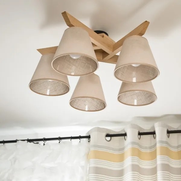 Lustr ANTONIO 5xE14/40W/230V, montaj plafon, stejar