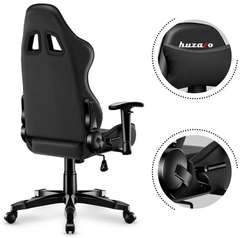 Scaun de gaming ergonomic negru pentru adolescenți