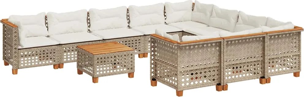 vidaXL Set canapele de grădină cu perne, 11 piese, bej, poliratan