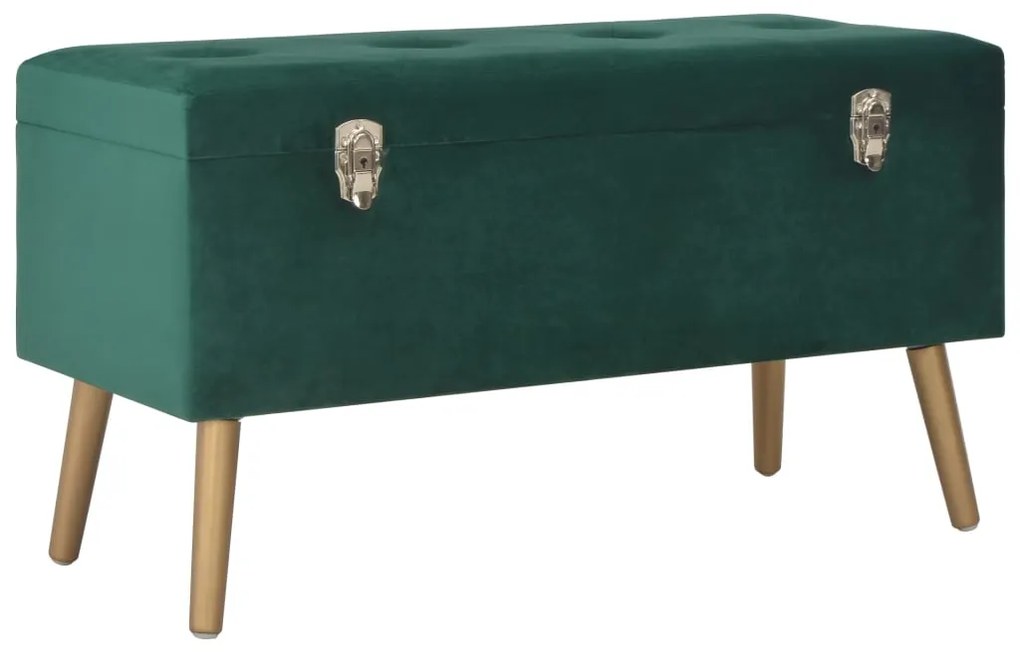 vidaXL Bancă cu un compartiment de depozitare, verde, 80 cm, catifea
