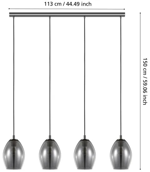Lustră pe cablu ESTANYS 4xE27/60W/230V Eglo 39566