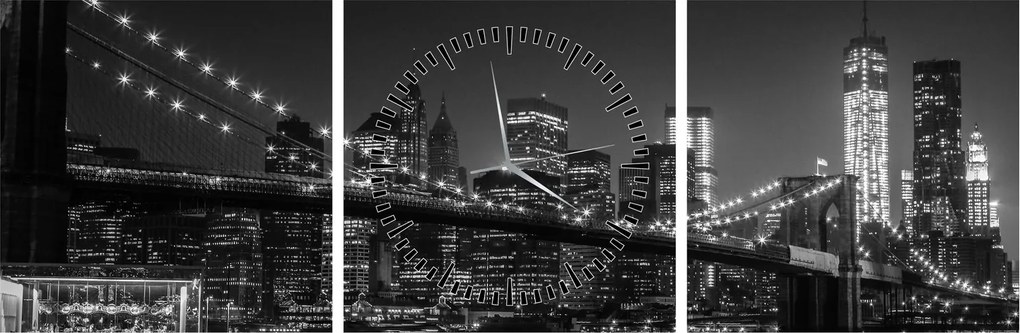 Tablou cu podul Brooklin în New York (cu ceas) (90x30 cm)