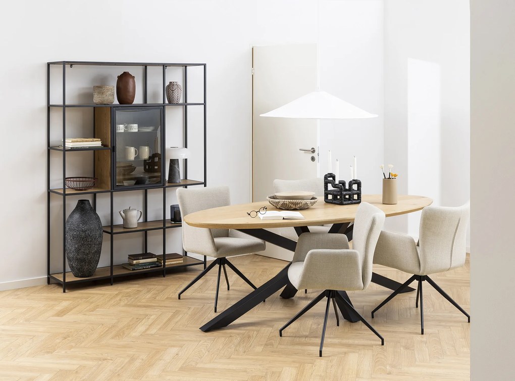 MAZZONI EXPORT SARETTA Bej (material Basel 24) - SCAUN MODERN PIVOTANT TAPIȚAT PENTRU SALON/SUFRAGERIE/BIROU LOFT