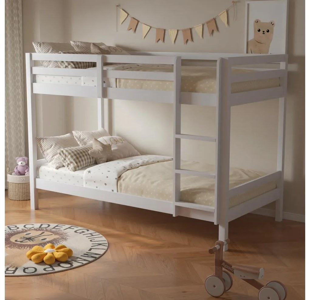 Pat etajat pentru copii 90 cm Invocato (alb) (cu somieră). 1116361
