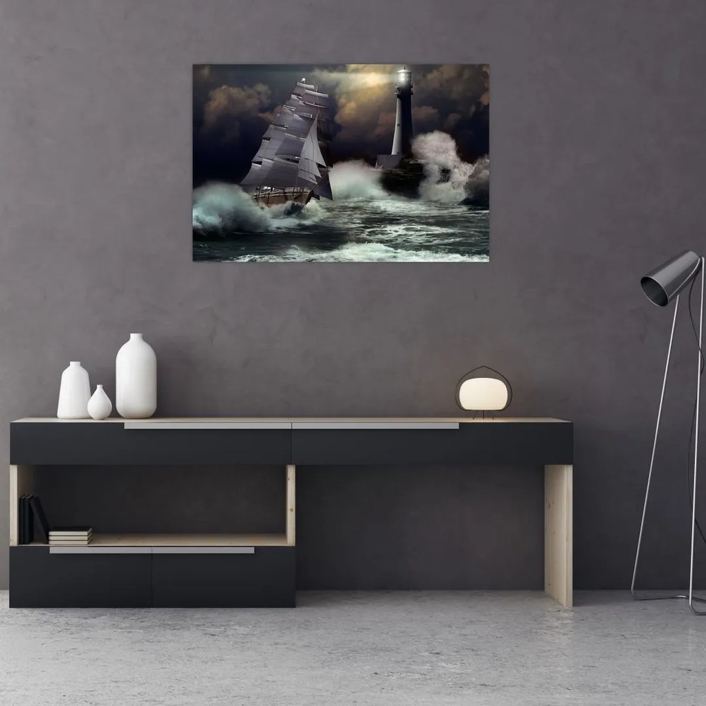 Tablou - Vapor în furtună (90x60 cm)