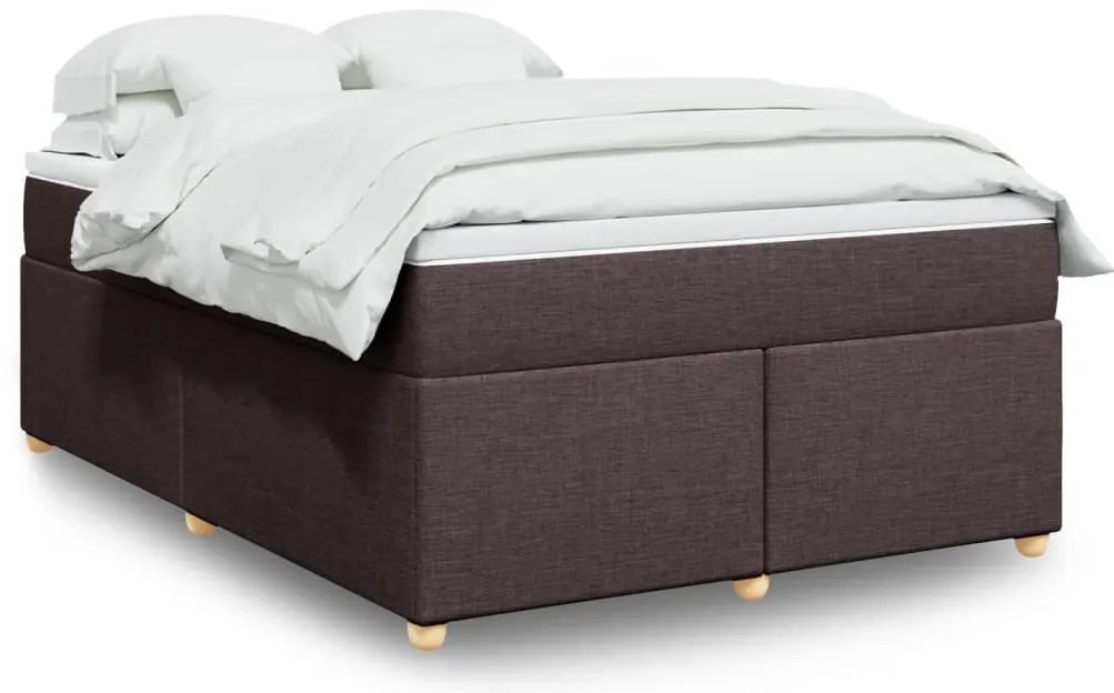 vidaXL Pat box spring cu saltea, maro închis, 160x200 cm, textil