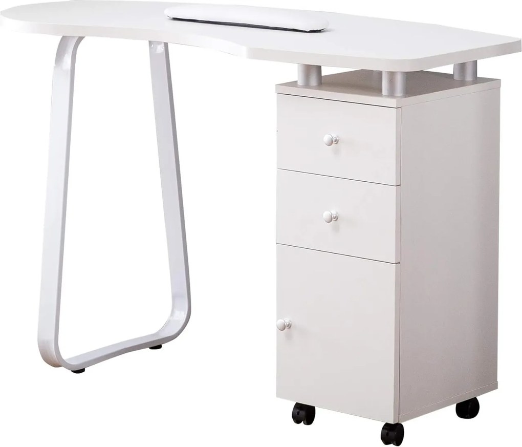 MANIA204 - Masuta manichiura, 118 cm, cu pernita, masa cosmetica - Alba