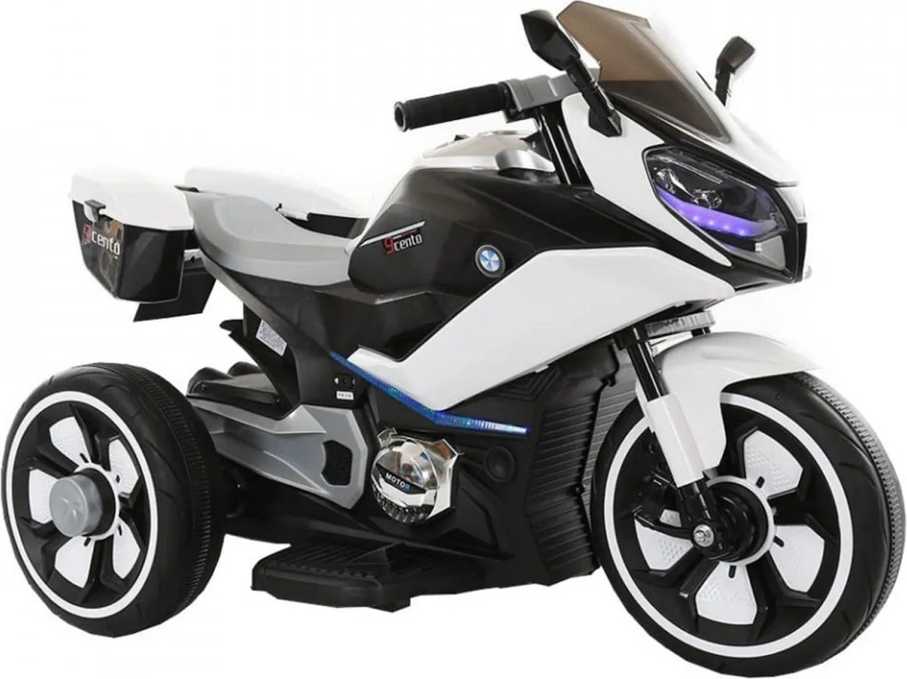 Motocicleta Electrica cu Acumulator Pentru Copii NOVOKIDS™ Cairo Motor, 3-8 ani, max 30 kg, Functie Bluetooth, Cu Sunete si Melodii, 3 Roti, Volum
