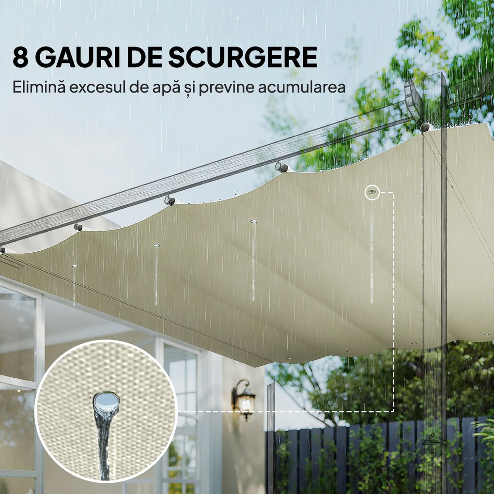 Outsunny Acoperiș Pergolă Retractabil, Copertină pentru Umbra Soarelui pentru Pergolă 3 x 2,15 m, Protecție UV30+, Gri Închis | Aosom Romania