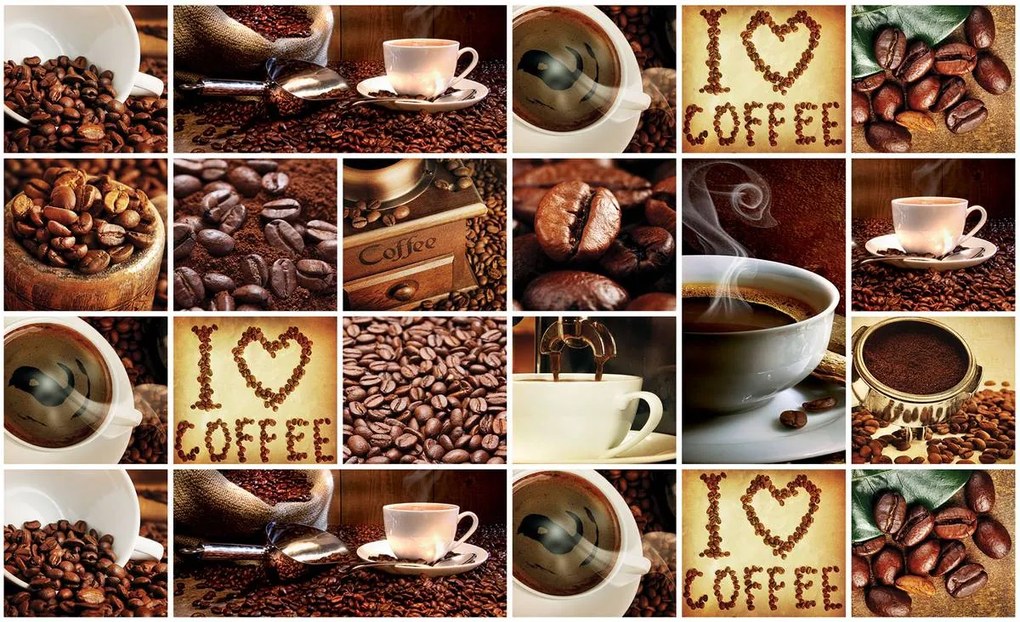 Fototapet - I Love Coffee - colaj (254x184 cm)
