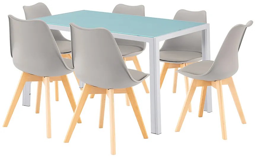 Nuvia 6+1 set de luat masa alb-gri