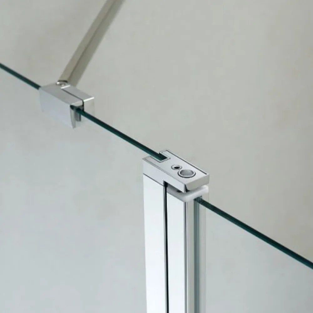Cabină de duș asimetrică Triton cu ușă batantă și înveliș Easy Clean fără cădiță de duș