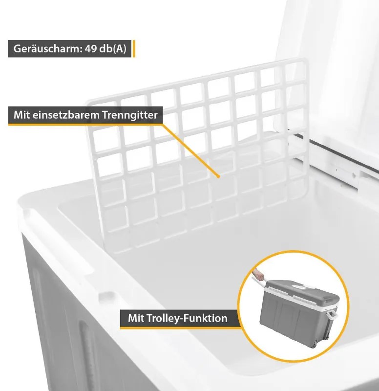 Lada frigorifica electrica First Austria FA-5170-2-USB, 58W, 40 L, Clasa F, 240/12V, USB, Organizare interna, Gri/Alb