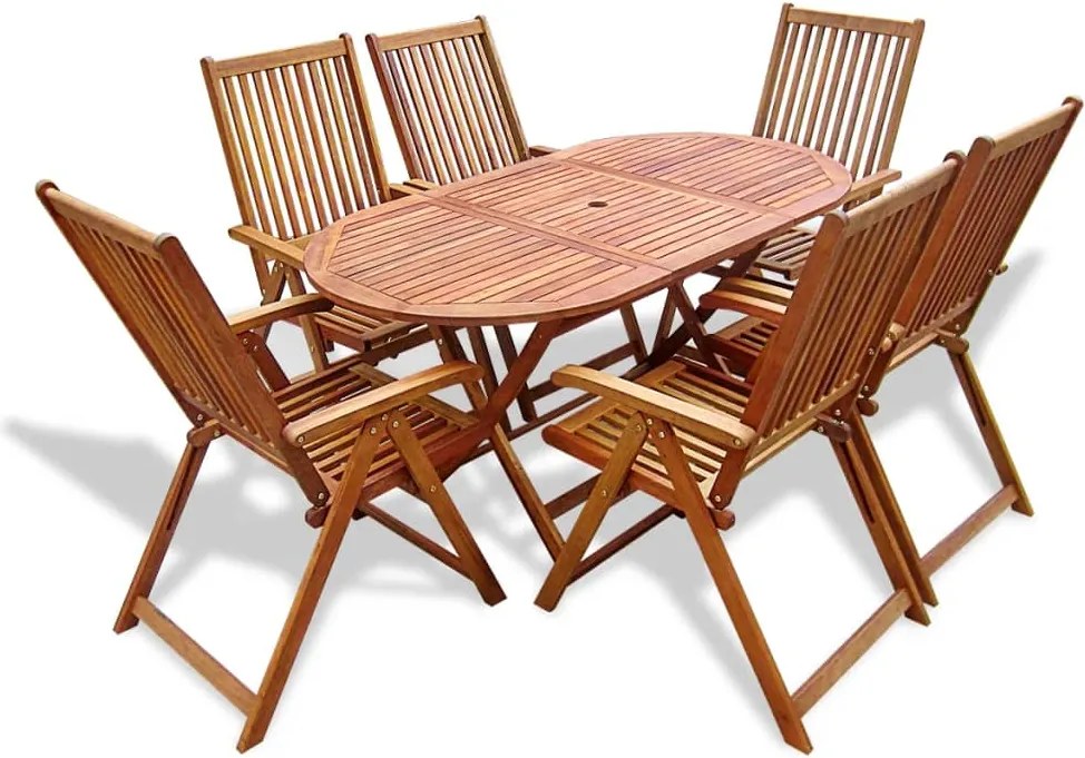 vidaXL Set mobilier de exterior, 7 piese, lemn masiv de acacia