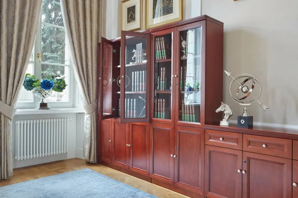 Dulap lemn masiv Toronto cu uși din sticla Model A3, 120 × 40 × 200 cm