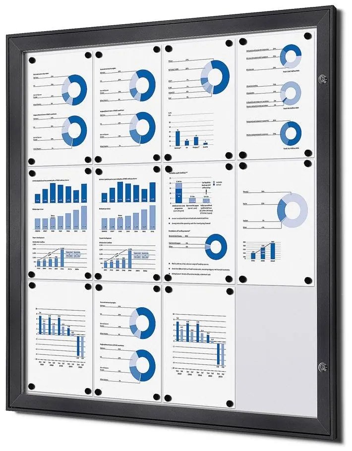 Vitrina de informații interioară cu blocare 12 x A4, antracit