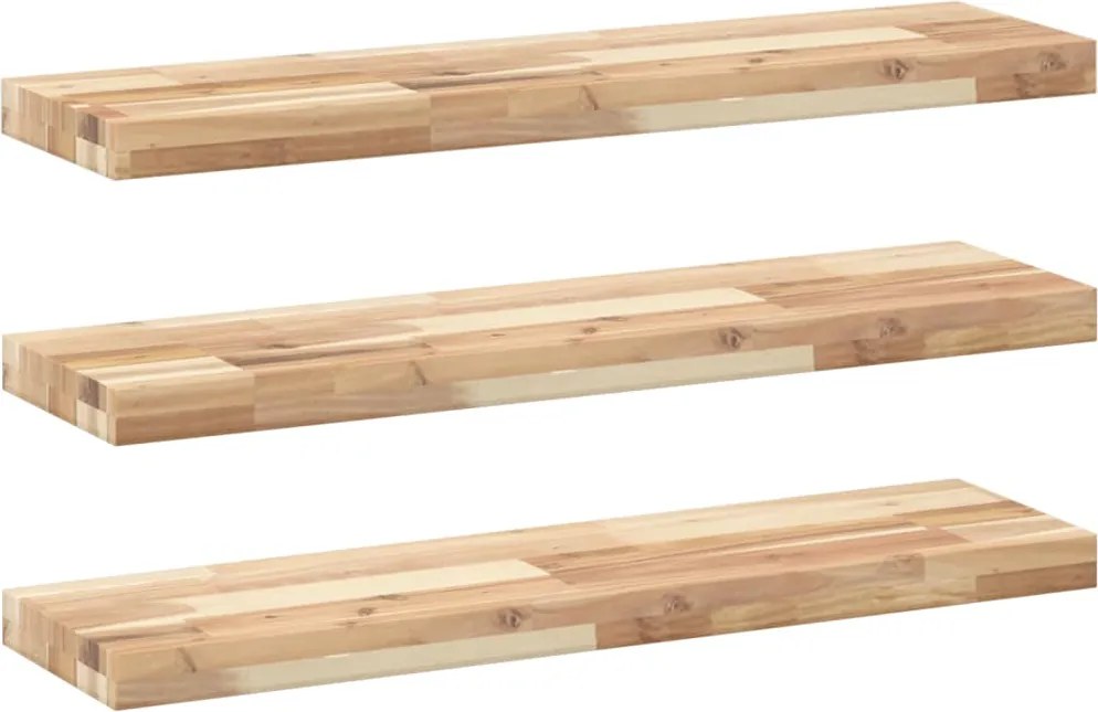 vidaXL Rafturi suspendate 3 buc. 80x20x4 cm lemn masiv acacia netratat