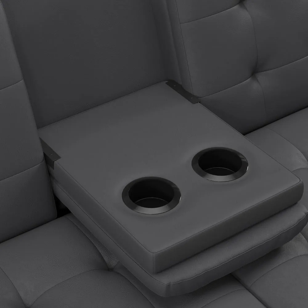 Canapea gri extensibilă cu tapițerie din imitație de piele 191 cm Maine – Støraa