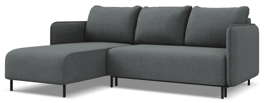 Colțar gri închis extensibil/cu spațiu de depozitare (cu colț pe partea stângă) Luana – Makamii