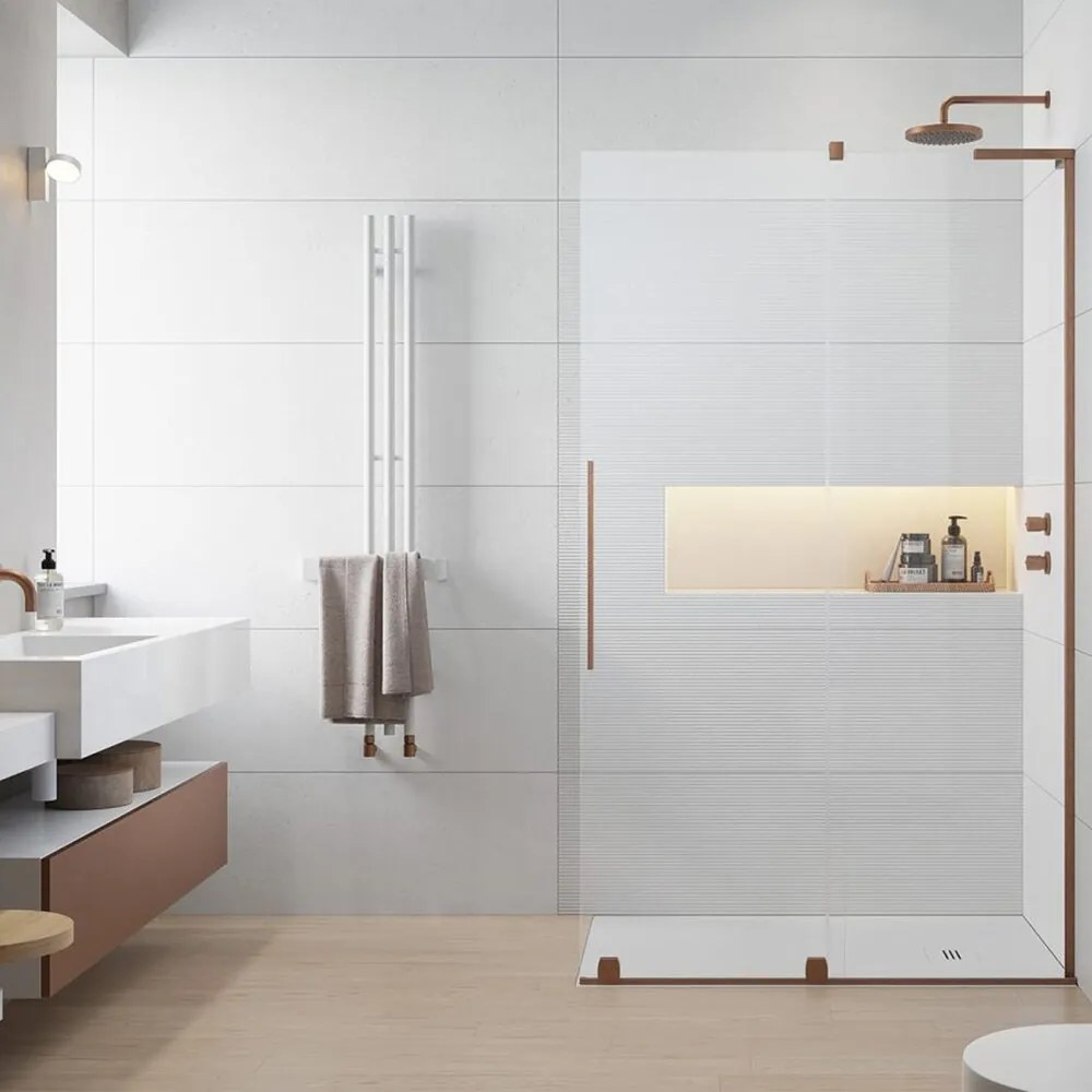 Paravan de dus tip Walk-in Radaway Furo SL cupru periat-transparent 110 cm sticla securizata 8 mm dreapta