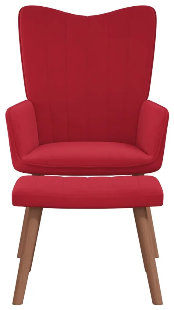 327671 vidaXL Scaun de relaxare cu taburet, roșu vin, catifea