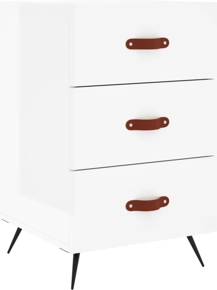 vidaXL Noptieră, alb extralucios, 40x40x66 cm, lemn compozit