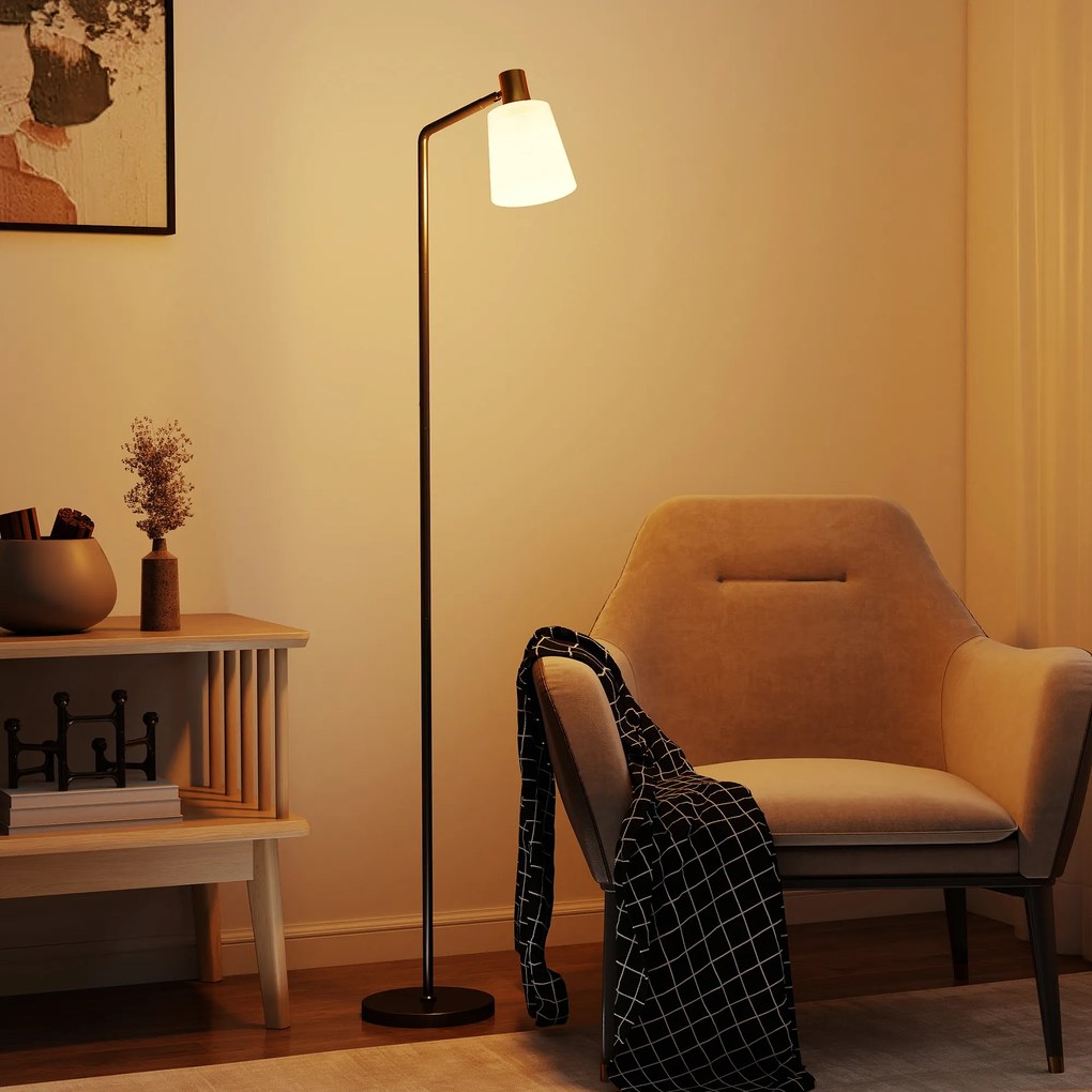 HOMCOM Lampă de podea LED cu cap rotativ la 350°, Reglare a temperaturii culorii 3000K/4000K/6500K, Negru | Aosom Romania