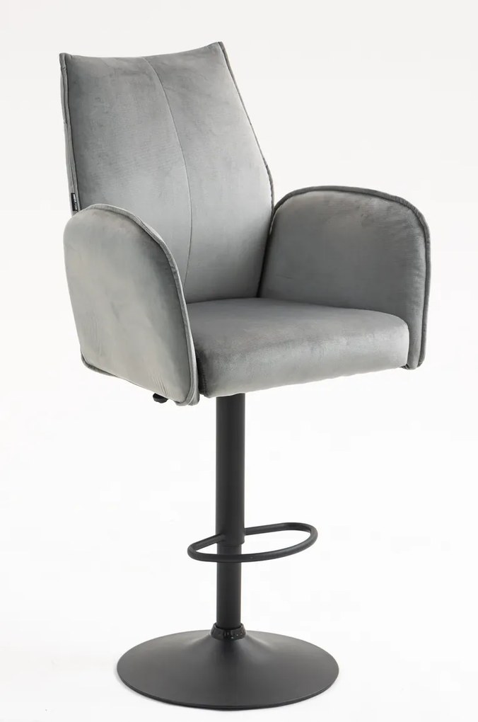 HR280W Scaun Gray din Catifea cu Bază Neagră