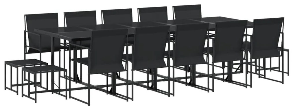 3295131 vidaXL Set mobilier de grădină, 15 piese, negru, textilenă