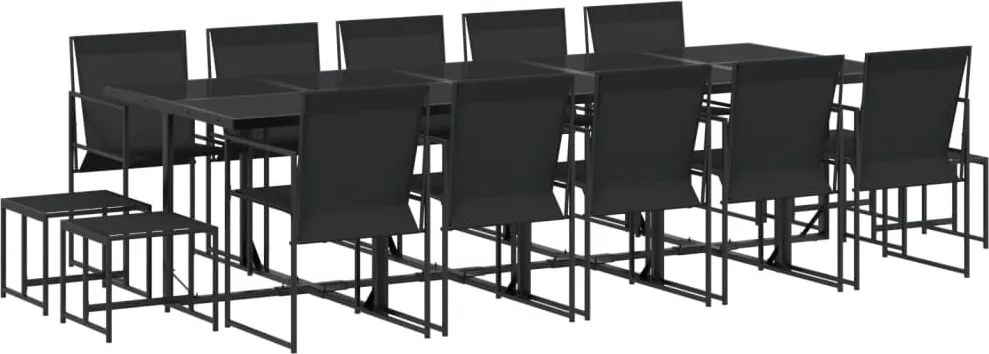 vidaXL Set mobilier de grădină, 15 piese, negru, textilenă