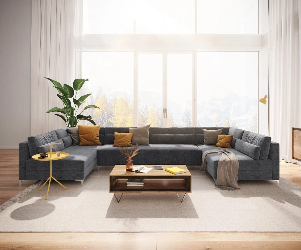 Colțar modular in forma de U Julio Grafit 400x185 cm