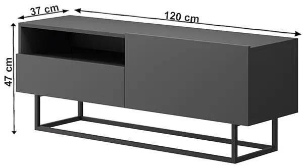 Comoda TV fara baza Culoare Grafit, SPRING ERTVSZ120