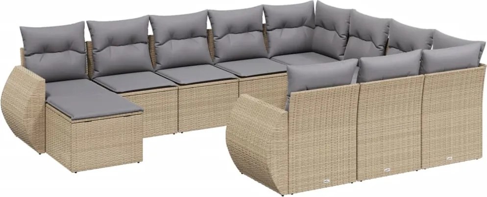 vidaXL Set canapele de grădină cu perne, 11 piese, bej, poliratan
