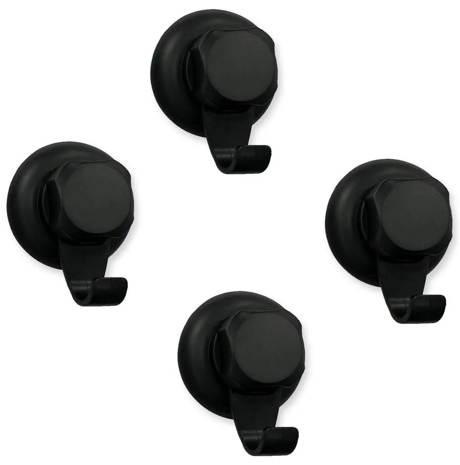 Set 4 cârlige autoadezive de perete Compactor Bestlock Black, ⌀ 5,4 cm, negru