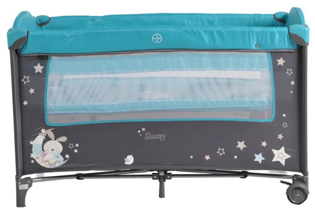 Patut pliant transformabil in tarc copii NOVOKIDS™ Sleepy NEST, 60X120 cm, 2 Niveluri, Masa infasat, Jucarie Carusel cu jucarii din plus, Fermoar