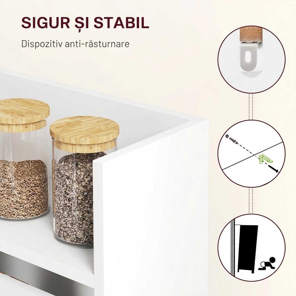 HOMCOM Masă de dining pliabilă 78,5x91 cm, cu 4 rafturi, pentru 3 persoane, masă de bucătărie rabatabilă, alb | Aosom Romania