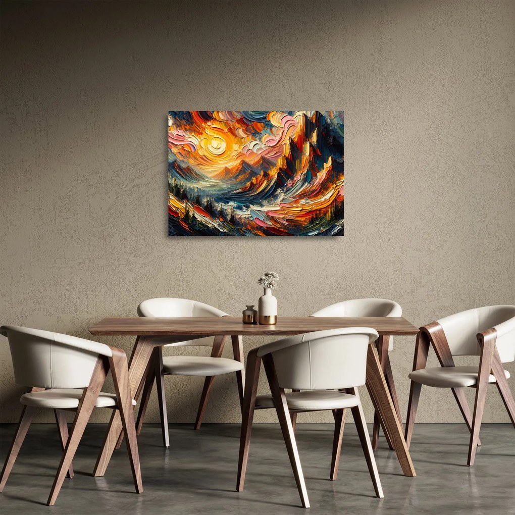 Tablou pe sticlă - Munte acoperit de soare (70x50 cm)