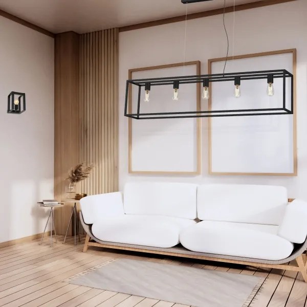 Lustră pe cablu FRAME 5xE27/60W/230V neagră