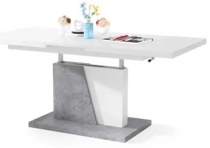 Măsuță de cafea pliabilă cu blat rabatabil NINO alb/gri